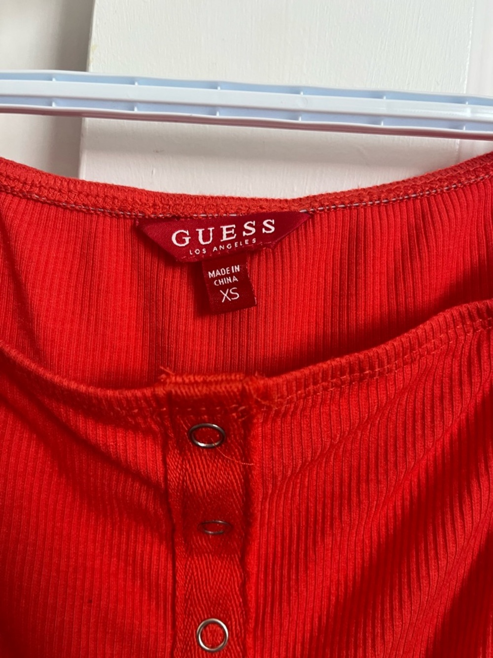 GUESS Ribbed Button-Front Off-Shoulder Dress - Picture 2 of 2